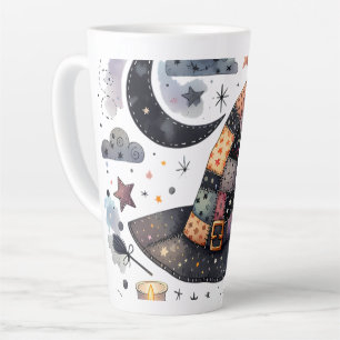 Taza De Café Latte Sombrero de Bruja Caprichosa y Magia Celestial