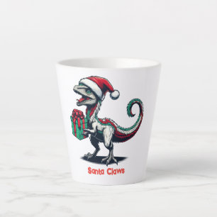 Taza De Café Latte sombrero de Santa de Navidad raptor 