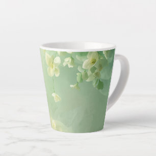 Taza De Café Latte soñador Floral de Salvia Suave y Verde Menta