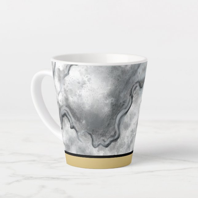 Taza De Café Latte Sophisticated Black Marble Coffee Cup  (Ángulo izquierdo)
