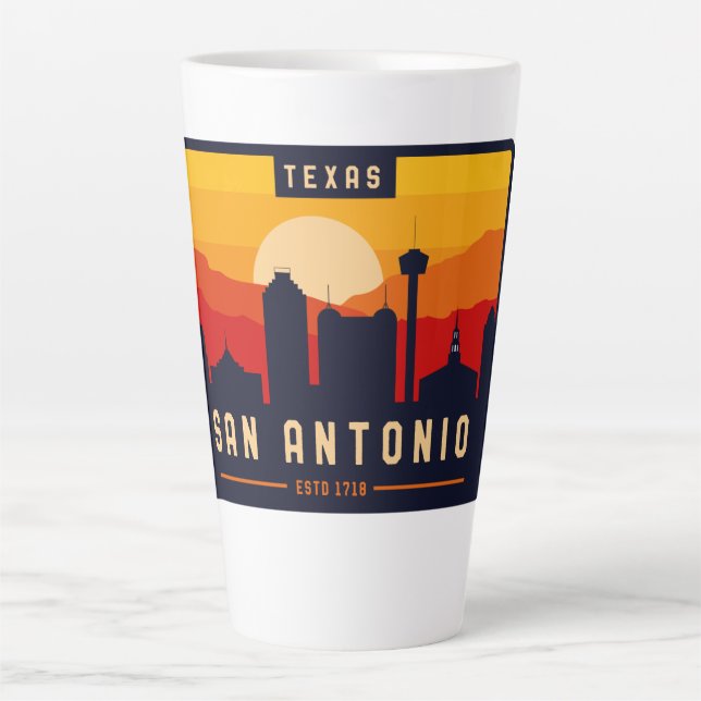 Taza De Café Latte Souvenir del paisaje urbano de San Antonio Texas (Anverso)