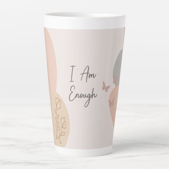 Taza De Café Latte Soy suficiente Boho Inspirador (Anverso)