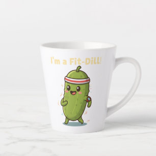 Taza De Café Latte ¡Soy un Fit-Dill! Diseño divertido de pepino de fi
