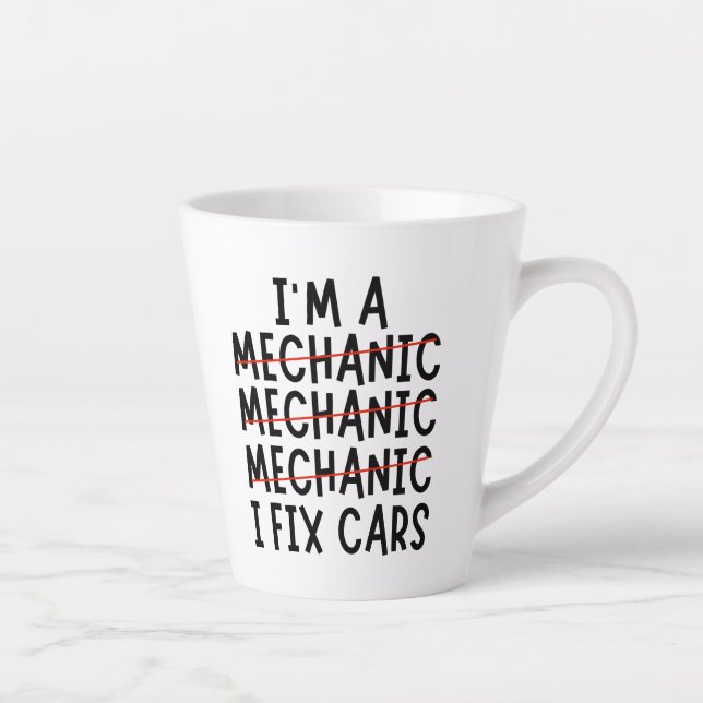 Taza De Café Latte Soy Un Mecánico Que Arreglo Automóviles, Citas Mec (Derecha)