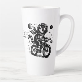 Taza De Café Latte Space Lemur Astronaut Riding Bicycle - Madagascar 