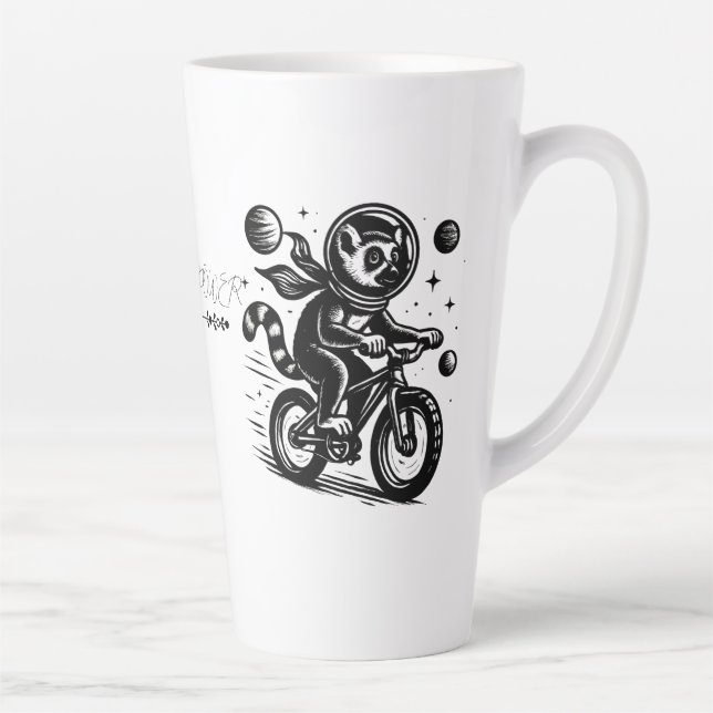 Taza De Café Latte Space Lemur Astronaut Riding Bicycle - Madagascar  (Derecha)