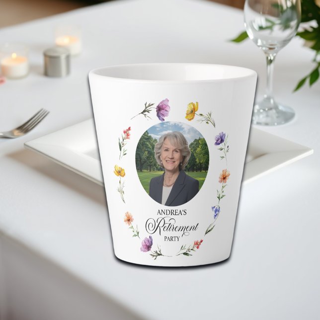 Taza De Café Latte Special Photo Elegant Floral Retirement Party  (Subido por el creador)
