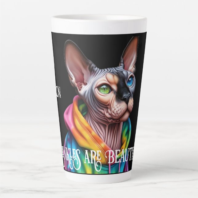Taza De Café Latte Sphynx Cat Wrinkles Cumpleaños (Anverso)