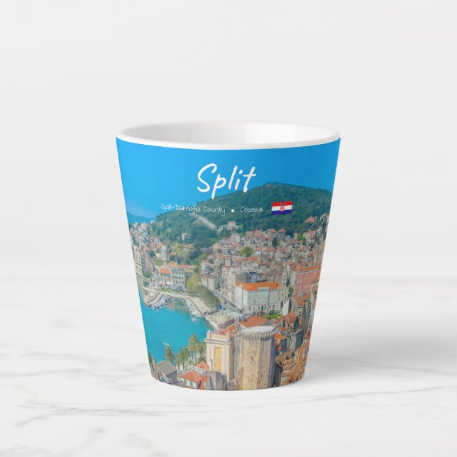 Taza De Café Latte Split, Croacia - Pequeña Ciudad Costera (Anverso)