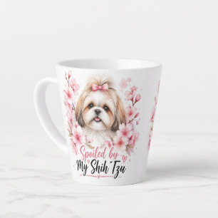 Taza De Café Latte Spoiled By My Shih Tzu Cute Floral Dog Mom Mug