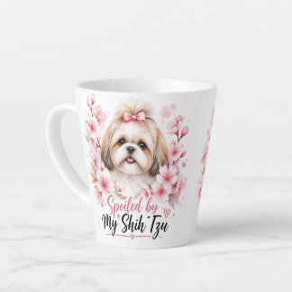 Taza De Café Latte Spoiled By My Shih Tzu Cute Floral Dog Mom Mug