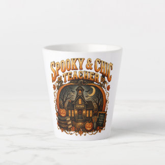 Taza De Café Latte Spooky Chic Teacher Fall Schoolhouse Latte Mug