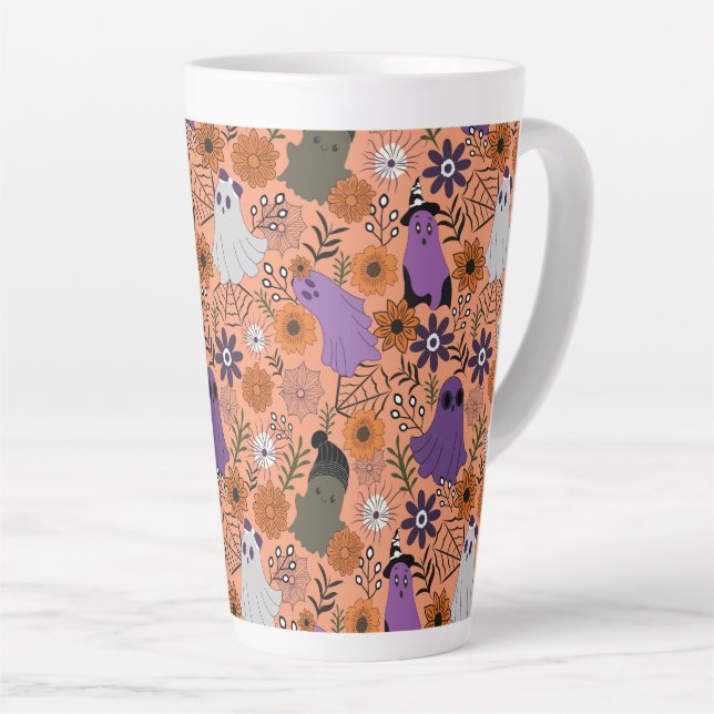 Taza De Café Latte Spooky floral (Ángulo derecho)