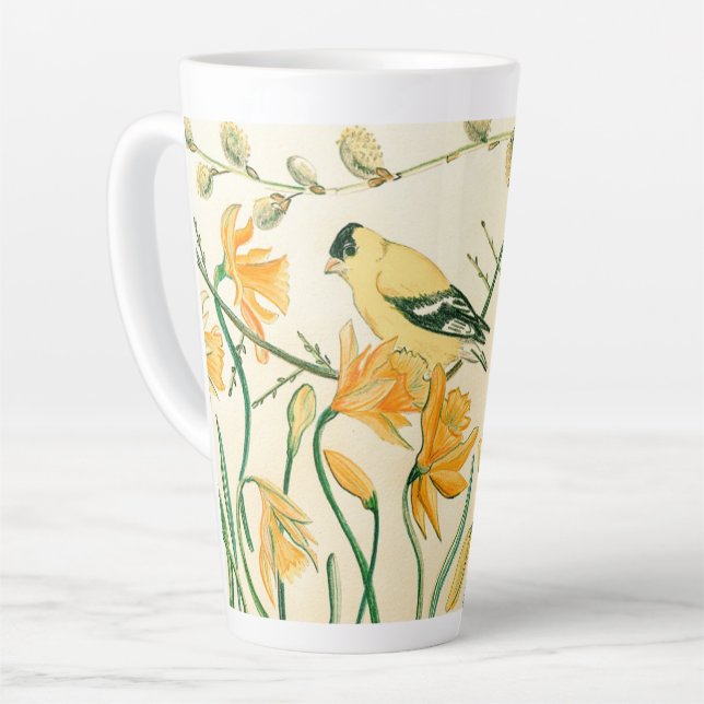 Taza De Café Latte Spring Goldfinch Latte Mug (Ángulo izquierdo)