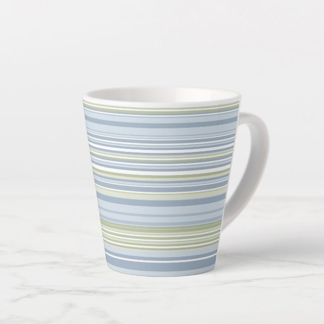 Taza De Café Latte Spring Rain and Tropical Blue Stripes (Ángulo derecho)