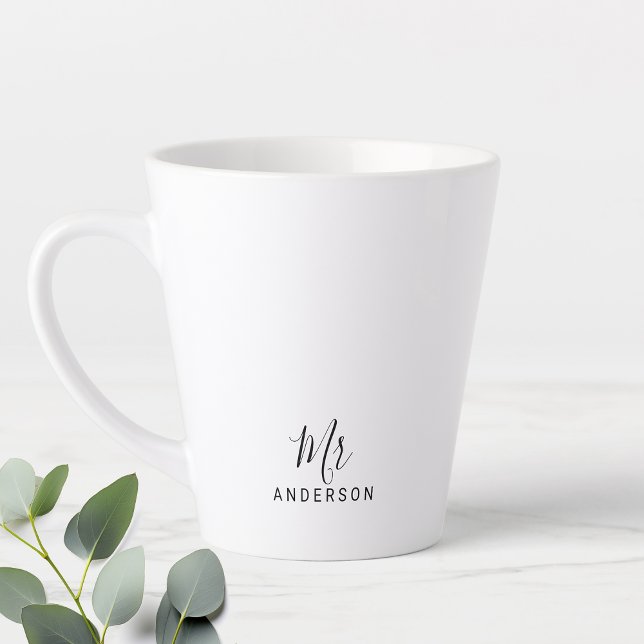 Taza De Café Latte Sr. y Sra. | Guión moderno personalizado (Subido por el creador)