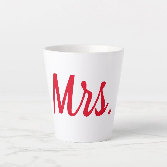 Taza De Café Latte Sra. Esposa Pareja Monograma Personalizado Negrita (Anverso)