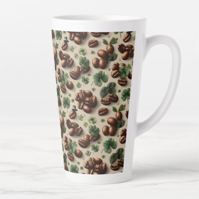 Taza De Café Latte St. Patrick’s Day Coffee & Shamrock Pattern (Derecha)