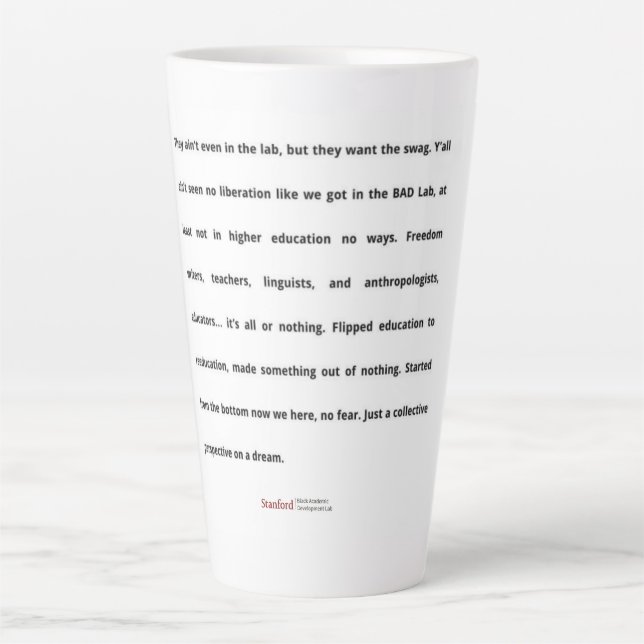 Taza De Café Latte Stanford BAD Lab - Poema grupal Latte Mug (Anverso)