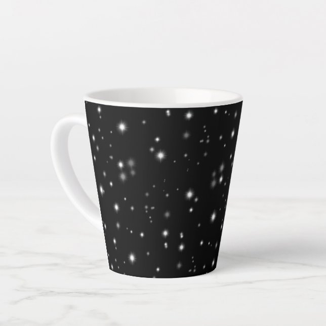 Taza De Café Latte Starlight Sparkles Black and White Stars (Ángulo izquierdo)