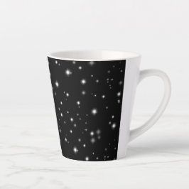 Taza De Café Latte Starlight Sparkles Black and White Stars
