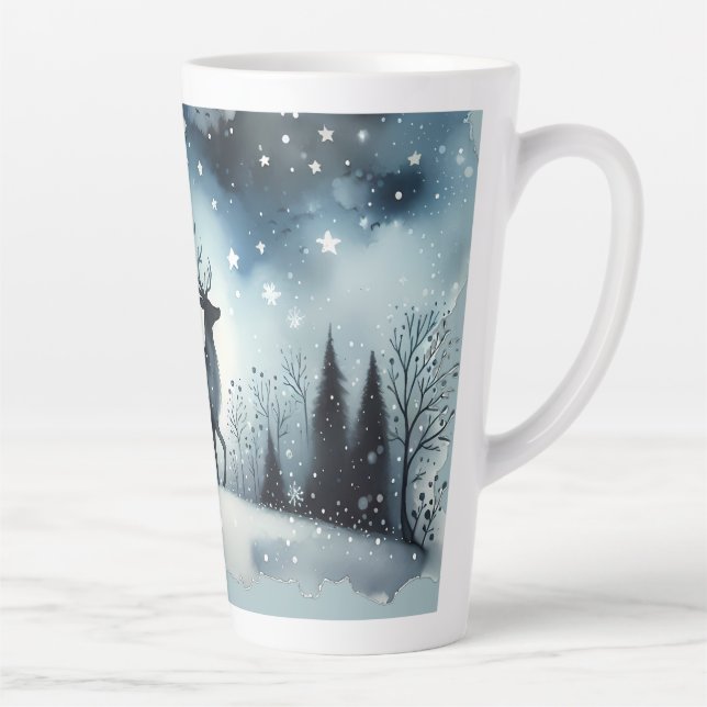 Taza De Café Latte Starry Winter Night Deer (Derecha)