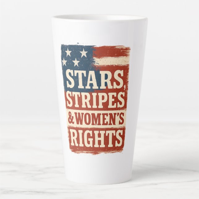 Taza De Café Latte Stars, Stripes & Women’s Rights Distressed Flag (Anverso)