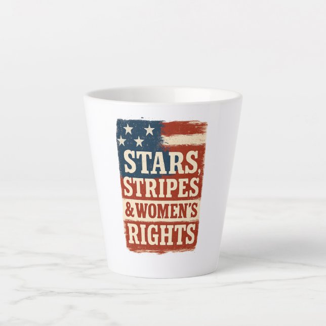 Taza De Café Latte Stars, Stripes & Women’s Rights Distressed Flag (Anverso)
