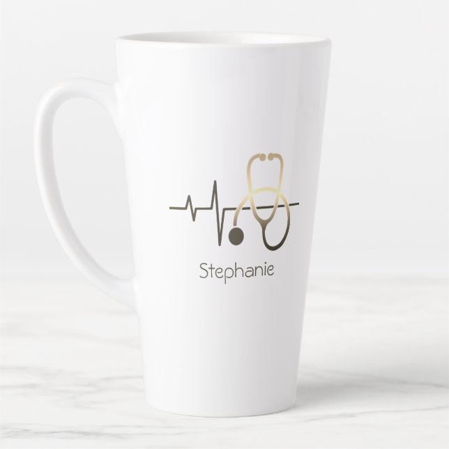 Taza De Café Latte Stethoscope Hearbeat Medical (Izquierda)