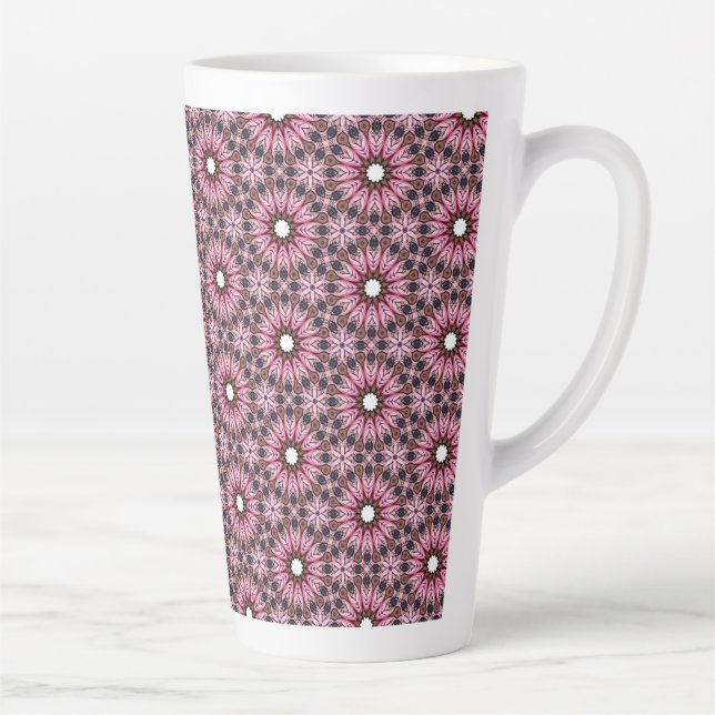 Taza De Café Latte Stitched Pink Feather Boho  (Derecha)