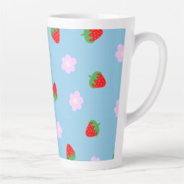 Taza De Café Latte Strawberries & Flowers