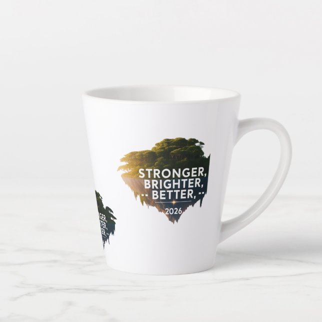 Taza De Café Latte Stronger Brighter Better 2026 | Serene Floating (Derecha)