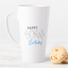 Taza De Café Latte Stylish Happy 50th Birthday Typography