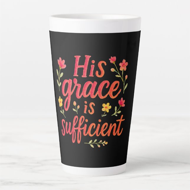 Taza De Café Latte Su gracia es suficiente (Anverso)