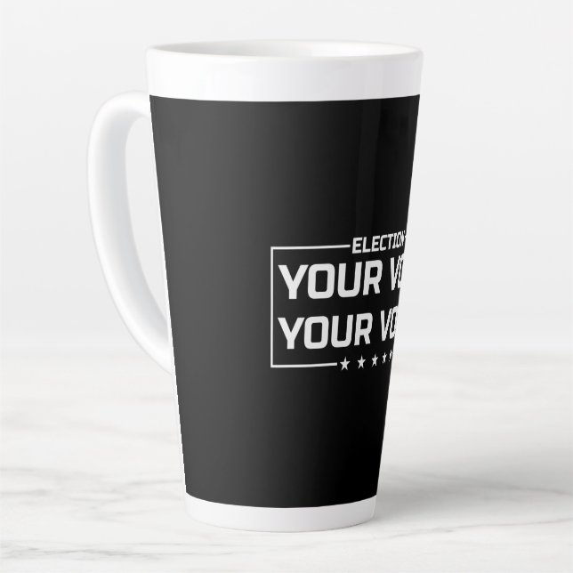 Taza De Café Latte Su letra blanca Vota tu voz (Ángulo izquierdo)