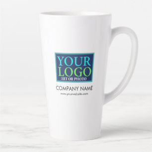 Taza De Café Latte Su logotipo, nombre comercial y promoción de sitio
