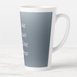 Taza De Café Latte Su mensaje aquí fondo metálico gris azul
