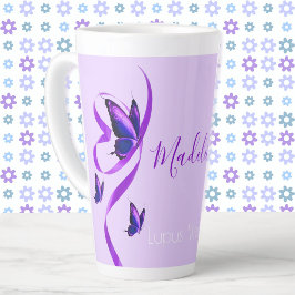 Taza De Café Latte Su nombre Lupus Warrior Purple Butterfly Ribbon