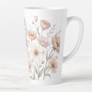 Taza De Café Latte Suave Bouquet de Anémona Aquarela Suavidad