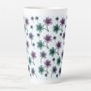 Taza De Café Latte Suave patrón floral Cottagecore Estética pastel