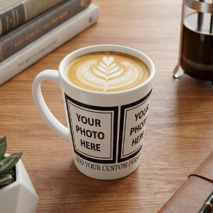 Taza De Café Latte Subir 3 Fotos y Agregar Texto – Personalizar Image