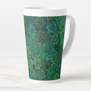 Taza De Café Latte Suculento jardín en verde