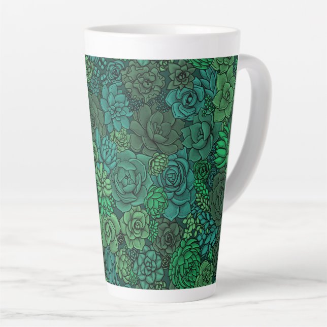 Taza De Café Latte Suculento jardín en verde (Ángulo derecho)