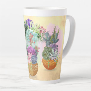 Taza De Café Latte Suculento Trio Tall Latte Mug (Amarillo)
