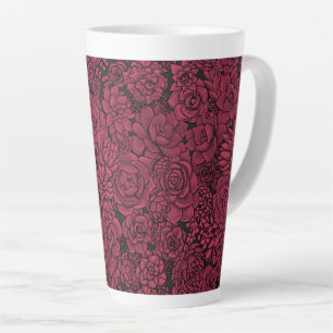 Taza De Café Latte Suculentos en Viva Magenta- Color del año