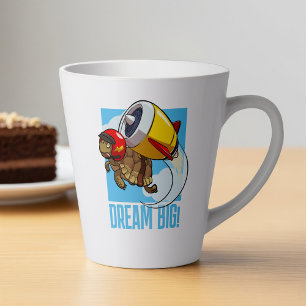 Taza De Café Latte ¡Sueña en Grande! Tortuga de Dibujos Animados Moti