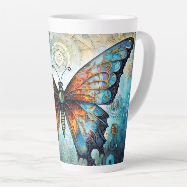 Taza De Café Latte Sueño de mariposa mecánica (Ángulo derecho)