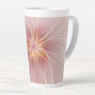 Taza De Café Latte Sueño floral abstracto de fractal de arte de flor