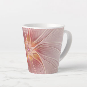 Taza De Café Latte Sueño floral abstracto de fractal de arte de rosa