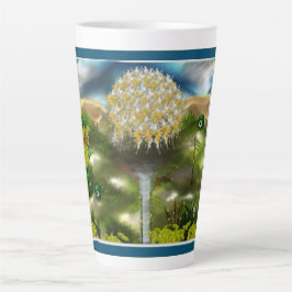 Taza De Café Latte Sueño surrealista de ojos con candeliones
